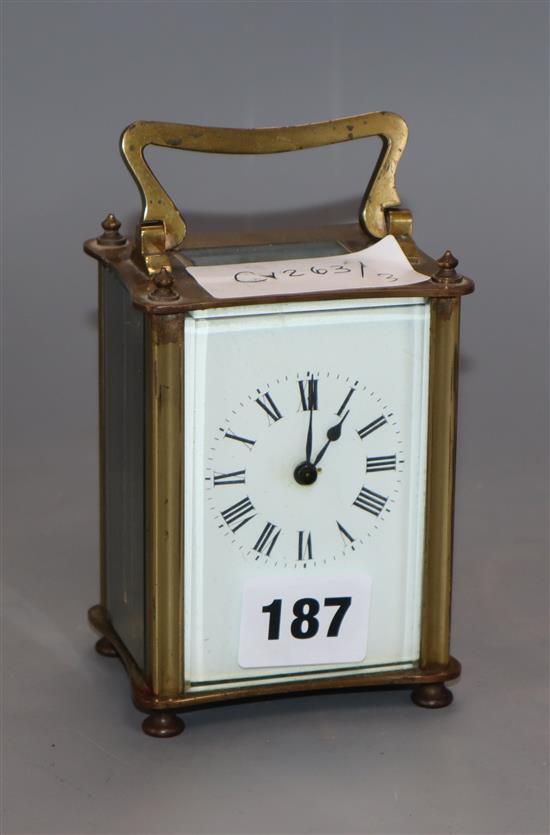 A brass carriage clock